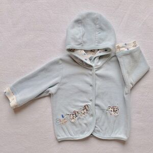 Disney 101 Dalmatians Embroidered Playful Pups Blue Velour Hoodie Jacket 3-6M